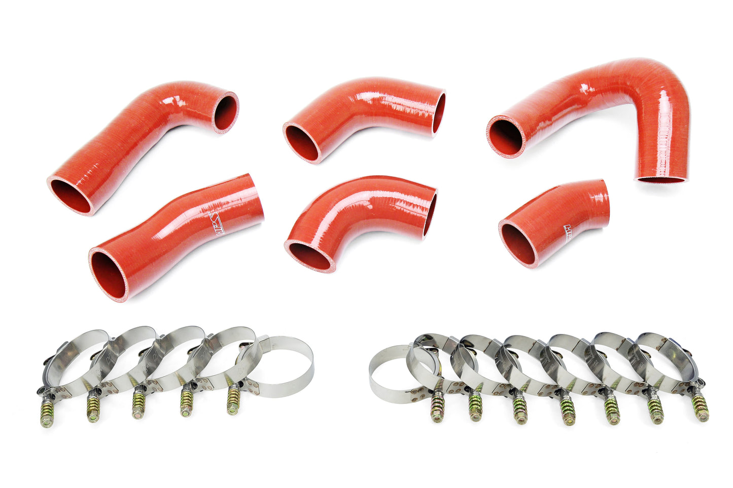 HPS Performance Silicone Transmission Oil Cooler Coolant Hose Kit, Mack Trucks 2007-2016 MP7 Engine Replace OE Part # 22882156 , 21251570 , 21548313 , 21794132 , 21794129 , 21209748, Orange 57-1720