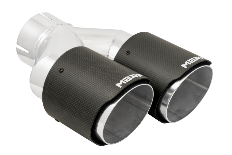 MBRP 3in ID / Dual 4in OD Out Staggered L 9.37in / R 9.87in Dual Wall Carbon Fiber Univ Exhaust Tip T5183CF T5183CF Photo - Close Up