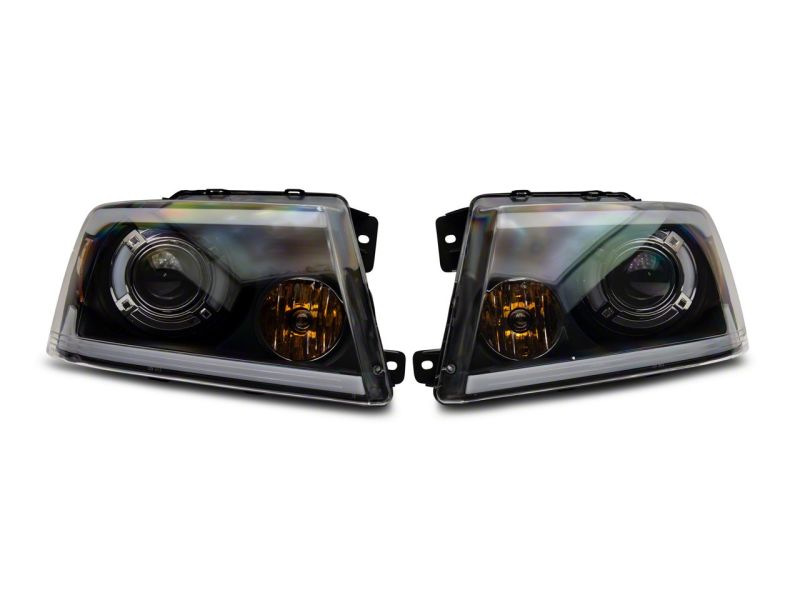 Raxiom 04-08 Ford F-150 Axial Series Projector Headlights w/ SEQL LED Bar- Blk Housing (Clear Lens) T566364 T566364 Photo - Close Up