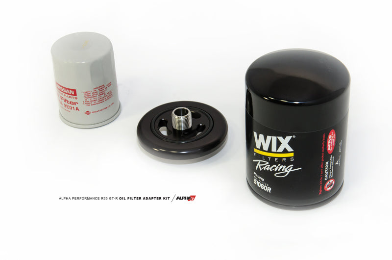 AMS Performance 2009+ Nissan GT-R R35 Alpha CNC Billet Oil Filter Adapter w/Street Filter ALP.07.04.0028-2 ALP.07.04.0028-2 Photo - Primary
