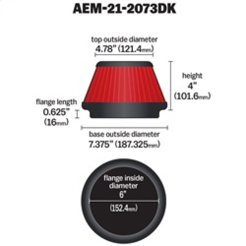 AEM Induction AEM 5 inch x 5 inch DryFlow Air Filter 21-2073DK 21-2073DK Technical Bulletin