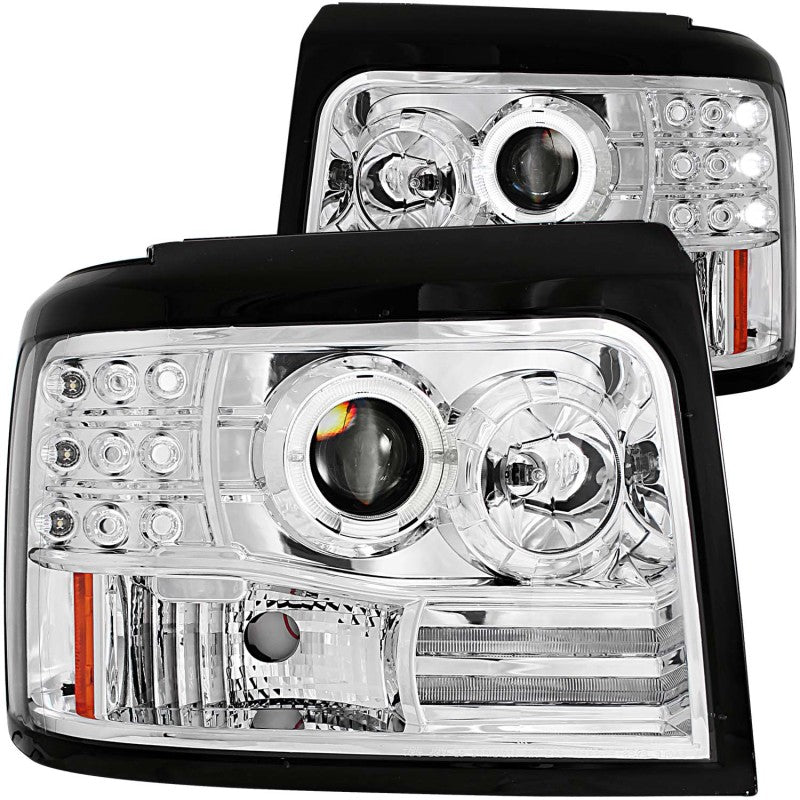 Anzo 1992-1996 Ford F-150 Projector Headlights w/ Halo Chrome w/ Side Marke 111183 Photo - Primary