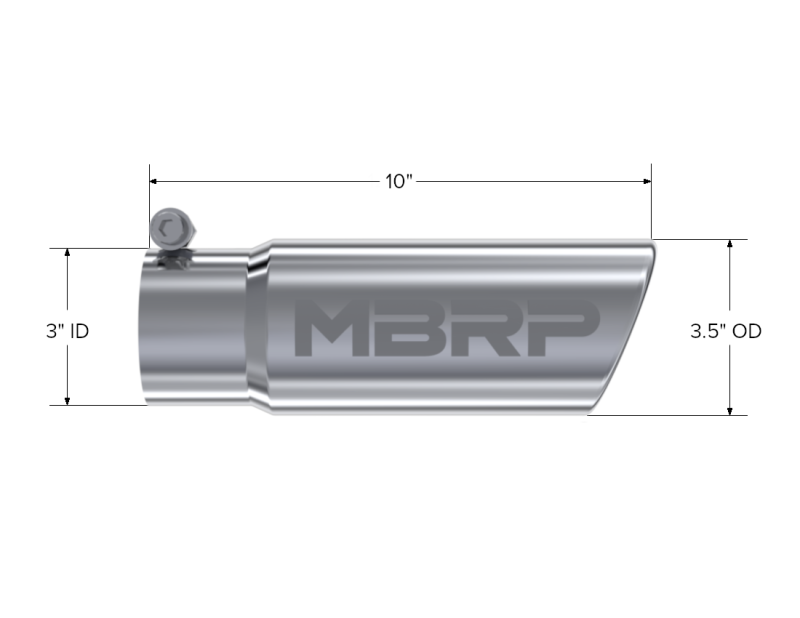 MBRP Stainless Steel Tip 3.5 in OD 3in Inlet 10in L MBRT5115 T5115 Photo - Close Up