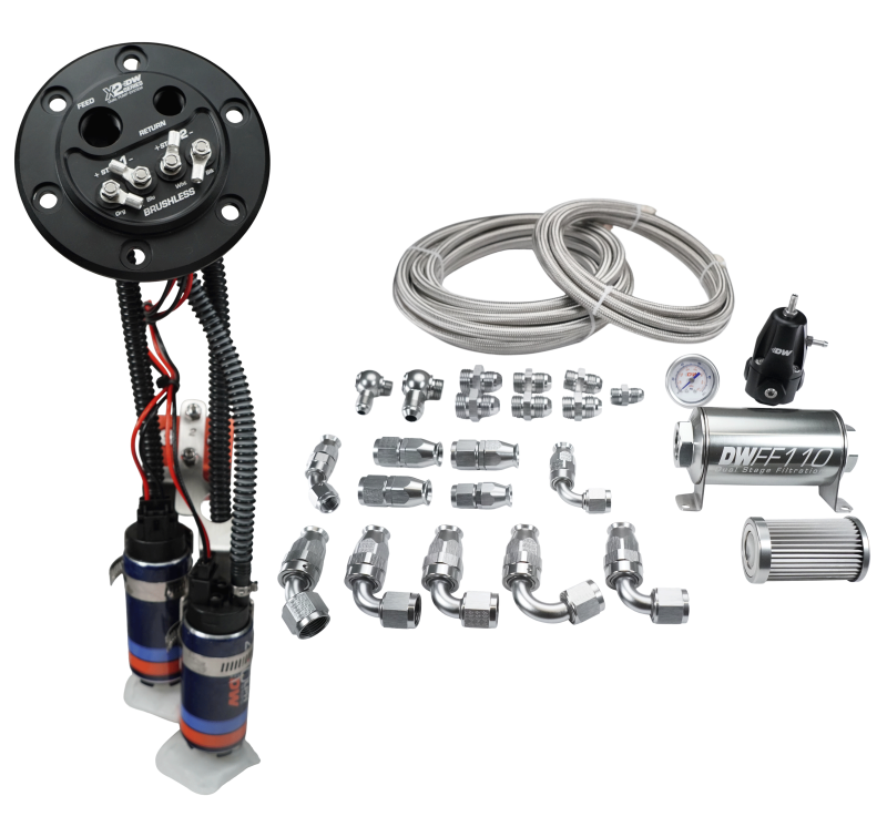 DeatschWerks X2 Series Fuel Pump Hanger w/ Dual DW420 Pumps/PTFE Plumbing kit for 92-00 Honda Civic 9-421-625-7043 9-421-625-7043 Photo - Primary