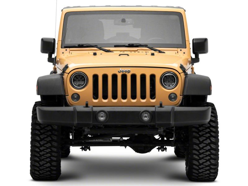 Raxiom 07-18 Jeep Wrangler JK Axial Spider LED Headlights w/Angel Eye Halo- Blk Housing (Clear Lens) J152602 J152602 Photo - Close Up