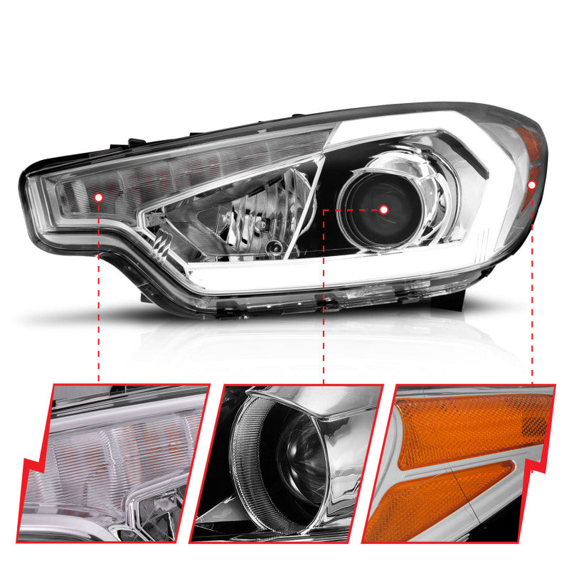 ANZO 2014-2016 Kia Forte Projector Headlights w/ Light Bar Chrome Housing 121561 121561 User 2