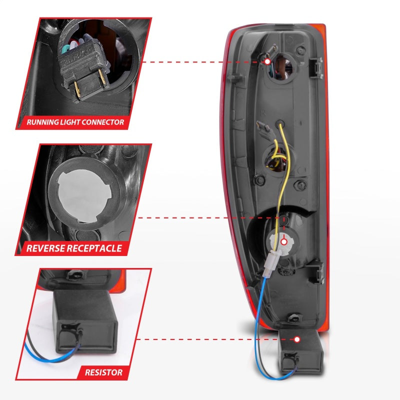 ANZO 2004-2012 Chevrolet Colorado/ GMC Canyon LED Tail Lights w/ Light Bar Chrome Housing Red/Clear 311384 311384 Photo - Unmounted