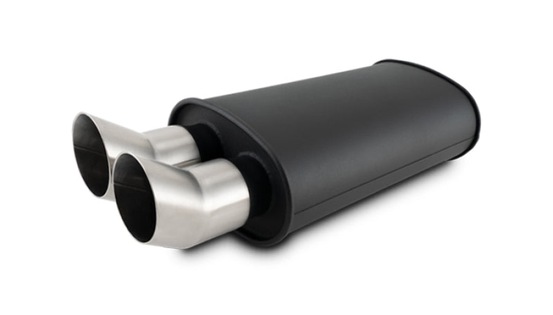 Vibrant Streetpower Flat Blk Muffler 9x5x15in Body 2.5in Inlet ID 3in Tip OD w/Dual DTM Tips 12330 12330 Photo - Primary