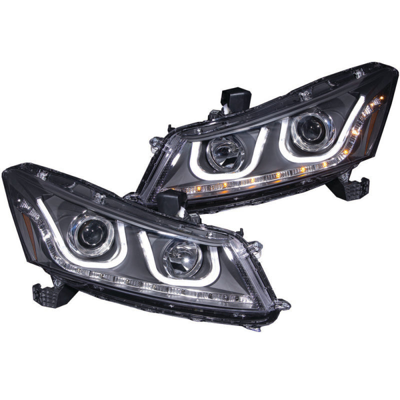 Anzo 2008-2012 Honda Accord Projector Headlights w/ U-Bar Black 121483 Photo - Primary