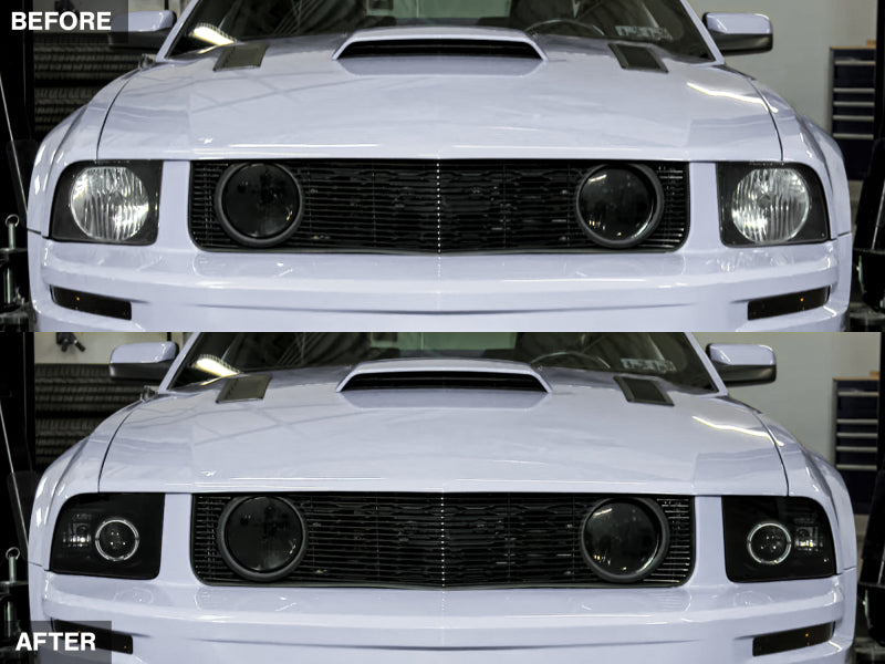 Raxiom 05-09 Ford Mustang Halogen 2010 Style LED Halo Headlights-Blk Hsng(Clear Lens/Excludes GT500) 101682 101682 Photo - Close Up