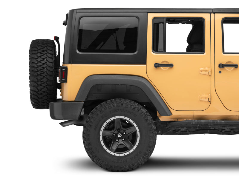 Raxiom 07-18 Jeep Wrangler JK Axial Series LED Halo Tail Lights- Black Housing (Dark Smoked Lens) J138358 J138358 Photo - Close Up