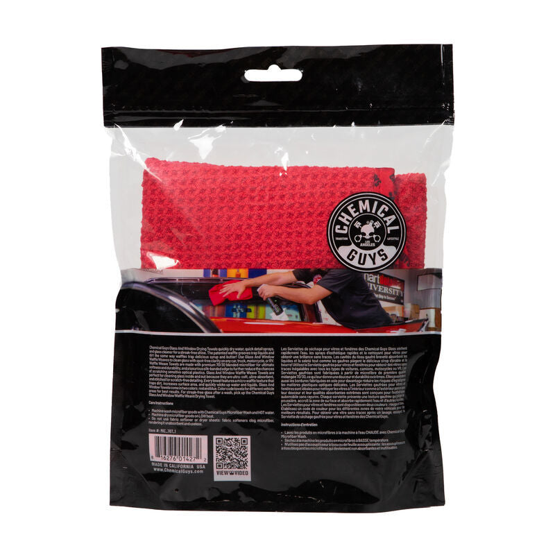 Chemical Guys Waffle Weave Glass & Window Microfiber Towel - 24in x 16in - Red (P48) MIC707 MIC707 User 1