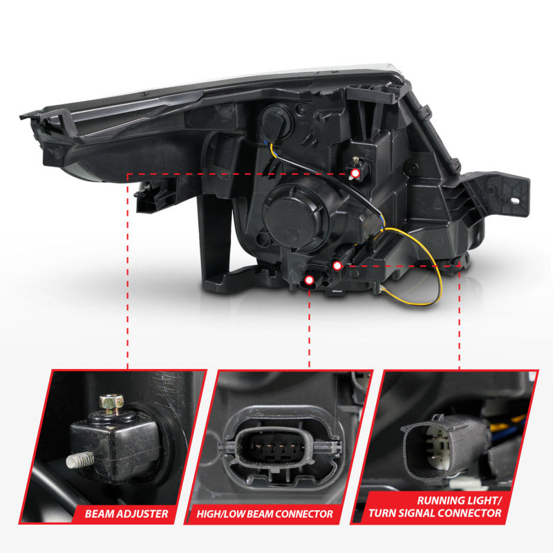 ANZO 11-15 Ford Explorer Projector Headlights w/ Light Bar Chrome Housing w/ Amber light 111576 111576 Photo - Unmounted