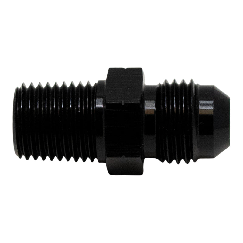DeatschWerks 6AN Male Flare to 1/4in Male NPT Adapter - Anodized Matte Black 6-02-0901-B 6-02-0901-B Photo - Primary