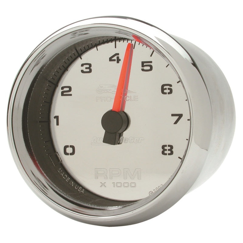 Autometer Pro-Cycle Gauge Tach 2-5/8in 8K Rpm 2&4 Cylinder Chrome 19308 19308 Photo - Primary