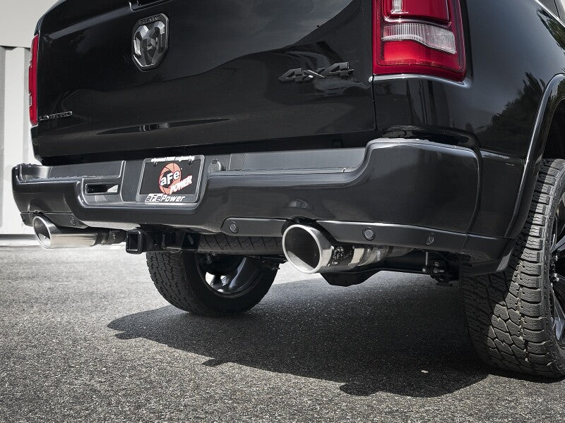 aFe Large Bore-HD 3in 409SS DPF-Back Exhaust System w/ Polished Tip RAM 1500 20-21 V6-3.0 49-42080-P 49-42080-P Photo - Mounted