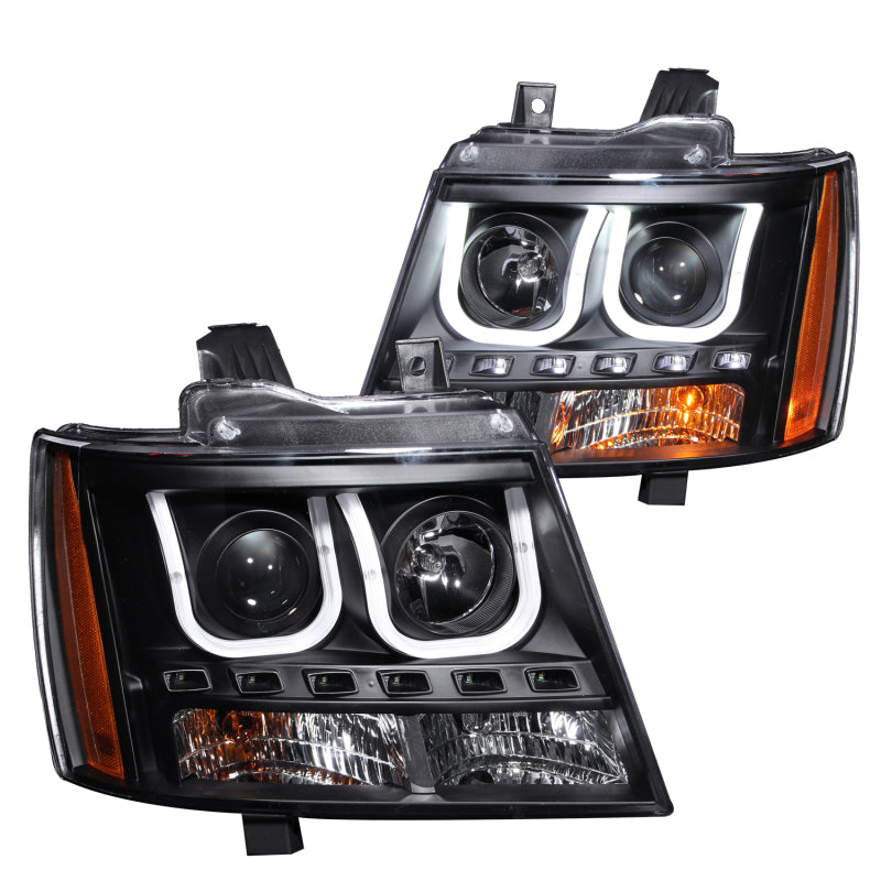 Anzo 2007-2013 Chevrolet Avalanche Projector Headlights w/ U-Bar Black 111273 Photo - Primary