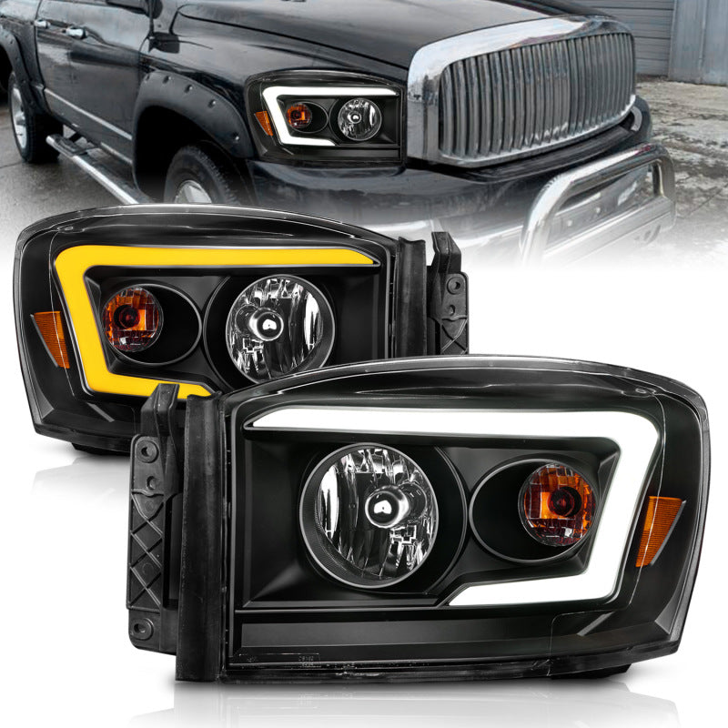 Anzo 06-09 Dodge RAM 1500/2500/3500 Headlights Black Housing/Clear Lens (w/Switchback Light Bars) 111526 111526 Photo - Primary