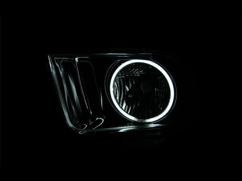 Anzo 2005-2009 Ford Mustang Crystal Headlights w/ Halo Black (CCFL) 121033 Photo - Mounted