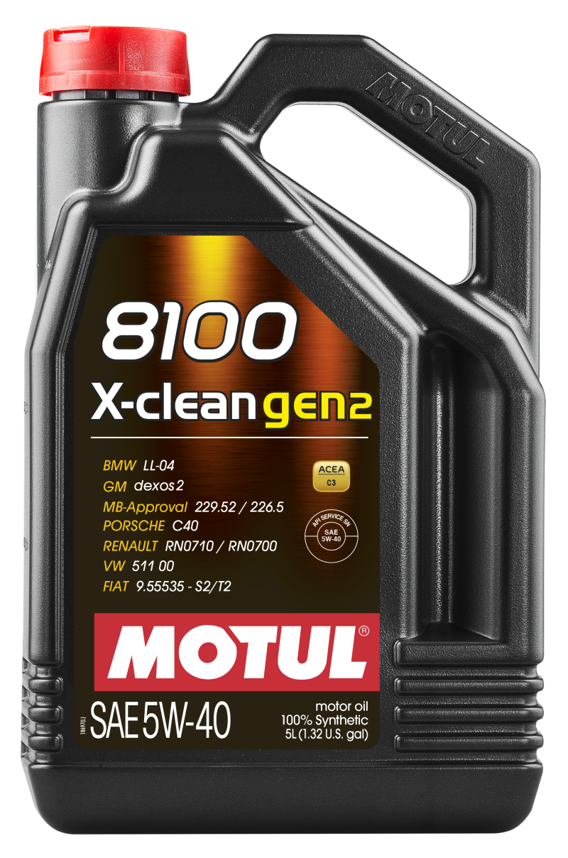 Motul 5L Synthetic Engine Oil 8100 X-CLEAN Gen 2 5W40 109762 109762 Photo - Primary