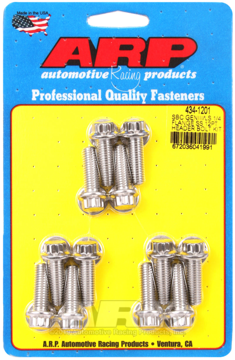 ARP SBC/GENIII LS 1/4 flange SS 12pt Header Bolt Kit 434-1201 Photo - Primary