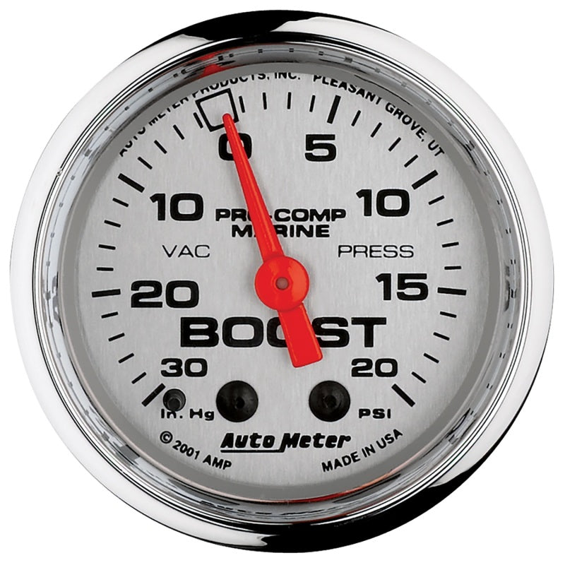 Autometer Marine Chrome Ultra-Lite 2-1/16in 0-30 HG / 0-20 PSI Vacuum / Boost Gauge 200774-35 200774-35 Photo - Primary