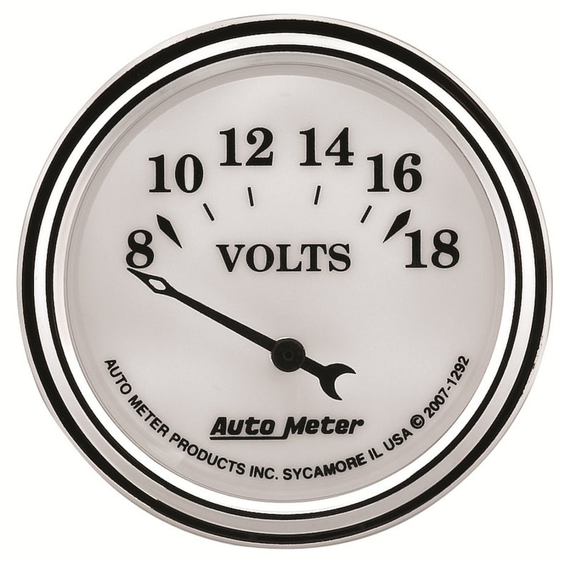 AutoMeter Gauge Voltmeter 2-1/16in. 18V Elec Old Tyme White II 1292 1292 Photo - Primary