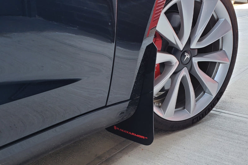 Rally Armor 17+ Tesla Model 3 UR Black Mud Flap w/ White Logo MF62-UR-BLK/WH MF62-UR-BLK/WH User 1