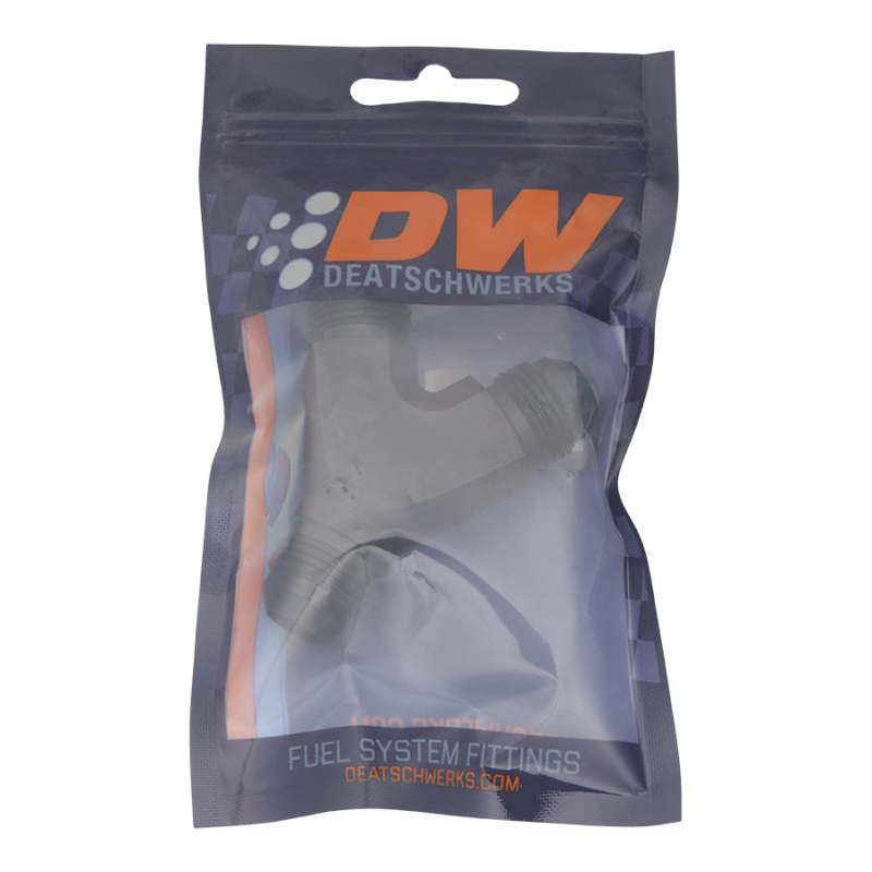 DeatschWerks 8AN Male Flare to 8AN Male Flare to 8AN Male Flare Y Fitting - Anodized Matte Black 6-02-0706-B 6-02-0706-B Photo - lifestyle view