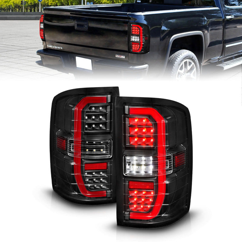 ANZO 14-18 GMC Sierra 1500 Full LED Taillights Black Housing Clear Lens (w/C Light Bars) 311464 311464 Photo - Primary
