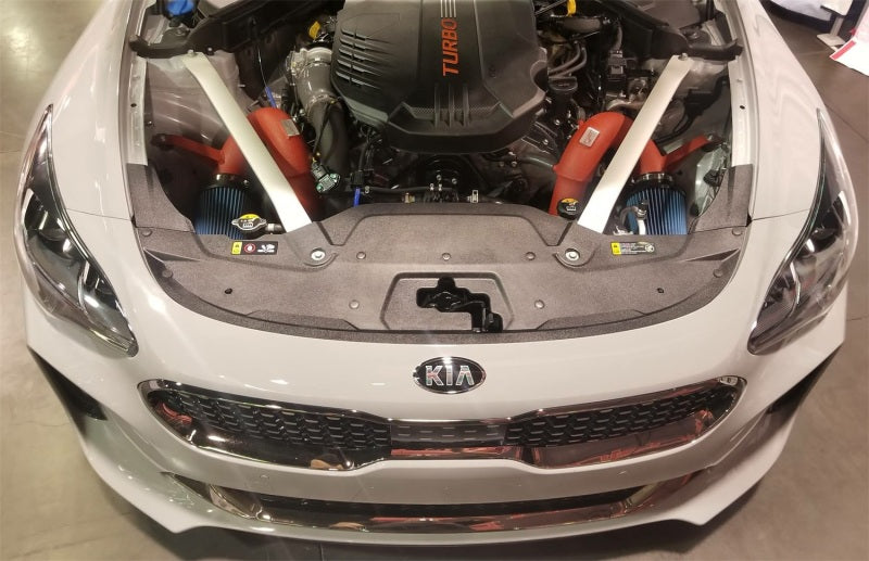 Injen 16-18 Kia Stinger 3.3L Twin Turbo Wrinkle Red Short Ram Air Inta SP1350WR Photo - Mounted