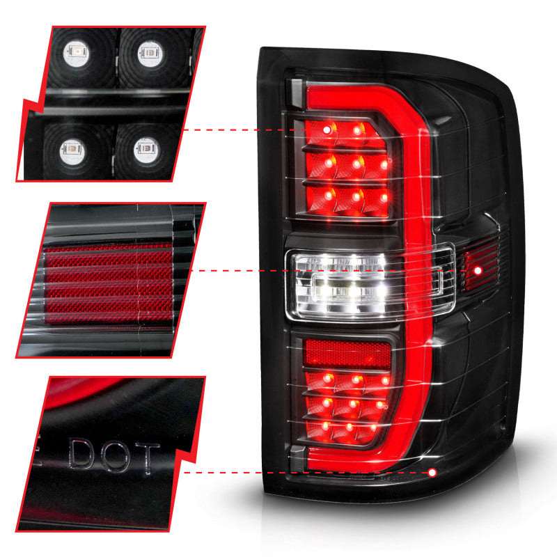 ANZO 14-18 GMC Sierra 1500 Full LED Taillights Black Housing Clear Lens (w/C Light Bars) 311464 311464 User 2
