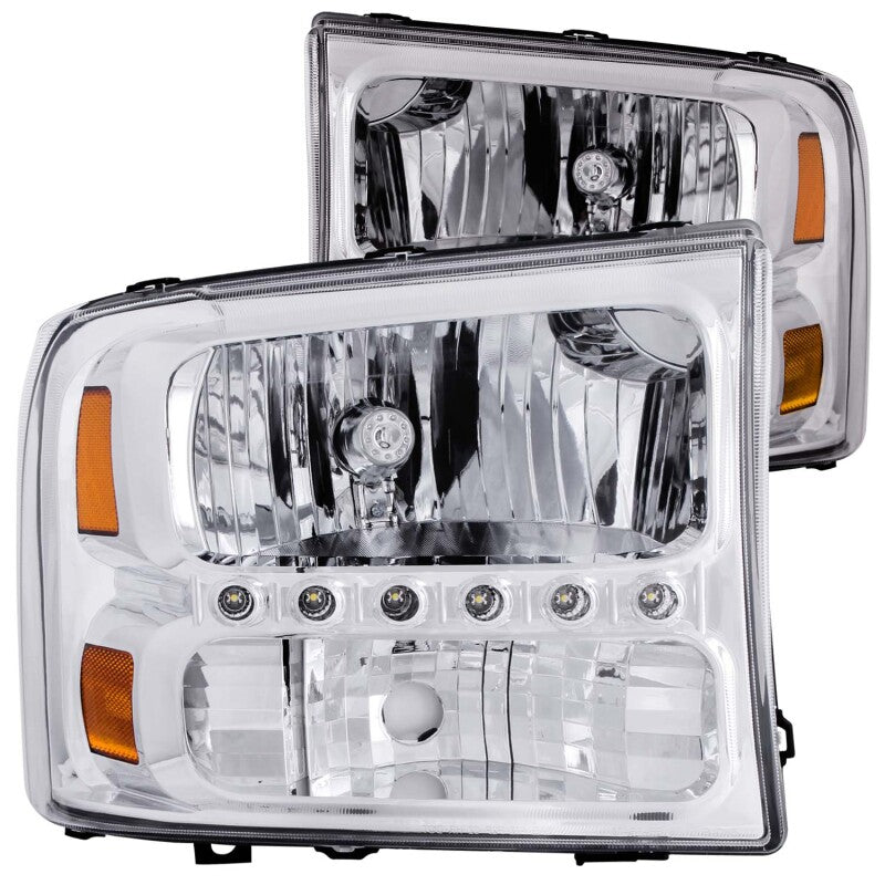 Anzo 2000-2004 Ford Excursion Crystal Headlights Chrome w/ LED 1pc 111088 Photo - Primary