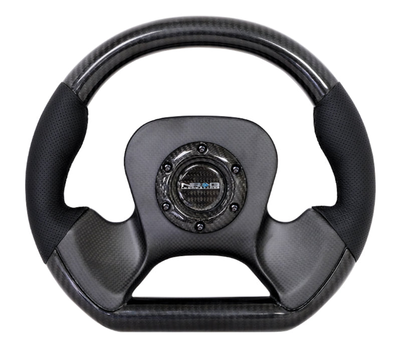 NRG Carbon Fiber Steering Wheel (320mm) CF Center Plate & Two-Tone Carbon w/Leather Trim Handles ST-X10CF ST-X10CF Photo - Primary