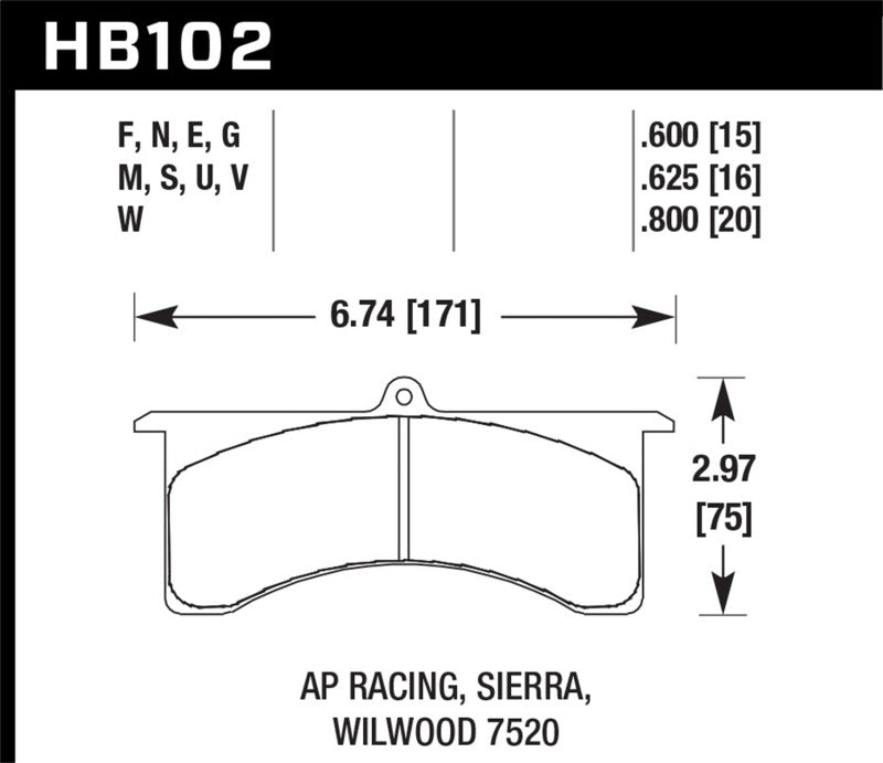 Hawk AP Racing 6 DTC-30 Race Brake Pads HB102W.600 Photo - Primary