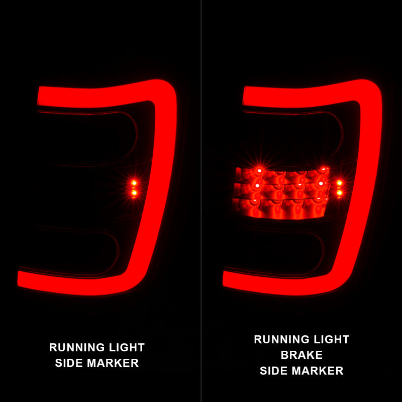 ANZO 1999-2004 Jeep Grand Cherokee LED Tail Lights w/ Light Bar Black Housing Clear Lens 311394 311394 Photo - Unmounted