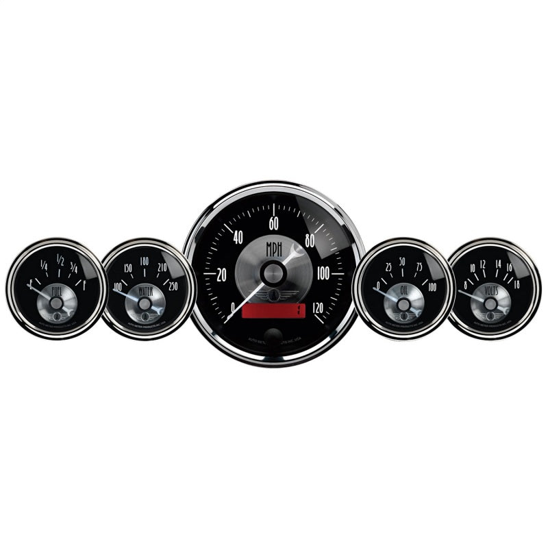 AutoMeter Gauge Kit 5 Pc 3-3/8in. & 2-1/16in. Elec Speedo W/Lcd Odo Prestige Blk. Diamond 2001 2001 Photo - Primary