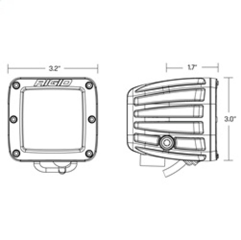 Rigid Industries D-Series Spot w/ Amber PRO Lens (Pair) 20252 20252 Technical Drawing