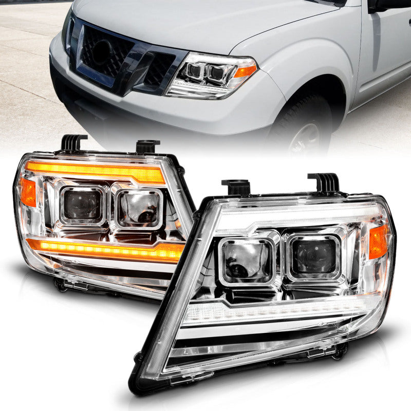 ANZO 09-20 Nissan Frontier Chrome Projector Plank Style DRL w/ Switchback & Sequential LED DRL 111598 111598 Photo - Primary