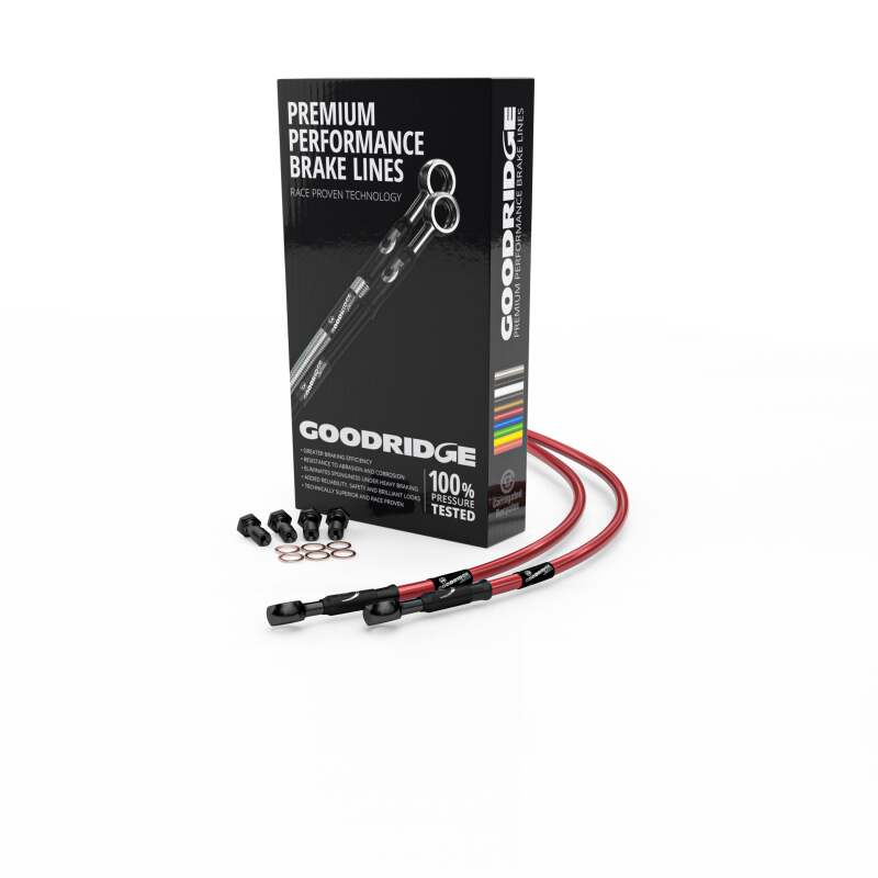 Goodridge 13-23 Kawasaki ZX6R ABS Red Front SS Brake Lines w/Black Fittings KW0620-3FCBK-RD KW0620-3FCBK-RD Photo - Primary