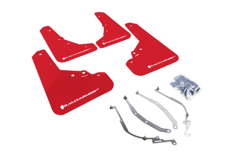 Rally Armor 12+ Fiat 500 (Pop/Sport/Lounge/Abarth) Red Mud Flap w/ White Logo MF25-UR-RD/WH Photo - Primary