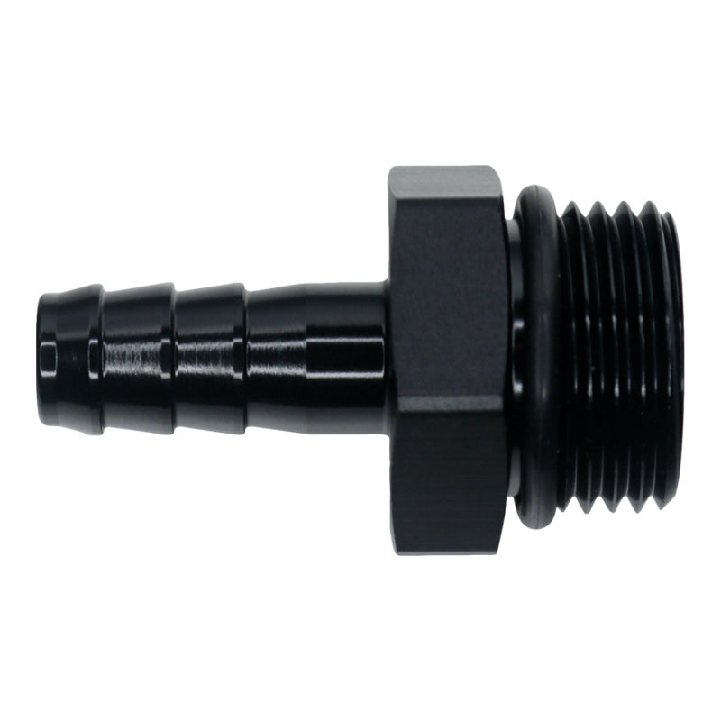 DeatschWerks 10AN ORB Male to 3/8in Male Triple Barb Fitting (Incl O-Ring) - Anodized Matte Black 6-02-0517-B 6-02-0517-B Photo - Primary