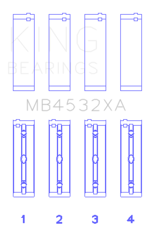 King Engine Bearings Mercedes Benz Om 642.822/36/910/20/30/70 (Size +0.25mm) Main Bearing Set MB4532XA0.25 MB4532XA0.25 Photo - Primary