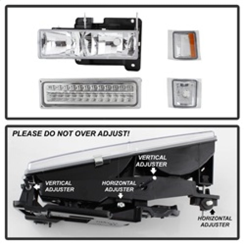 SPYDER Xtune 92-94 Blazer Full Size Corner/LED Bumper Headlights Chrome HD-JH-CCK88-LED-AM-C-SET 5069559 5069559 Photo - Unmounted