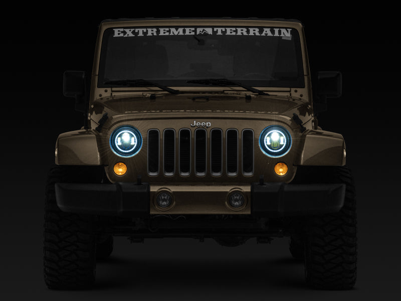 Raxiom 97-18 Jeep Wrangler TJ/JK Axial 7-Inch LED Headlights w/RGB Halo- Blk Hsng (Clear Lens) J142665 J142665 Photo - Close Up