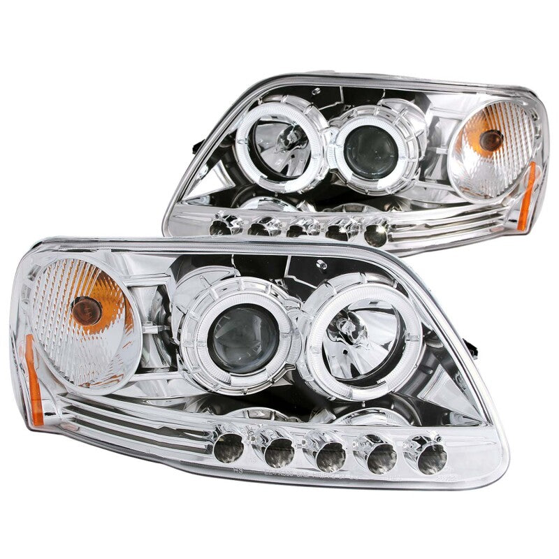 Anzo 1997.5-2003 Ford F-150 Projector Headlights w/ Halo and LED Chrome 1pc 111032 Photo - Primary