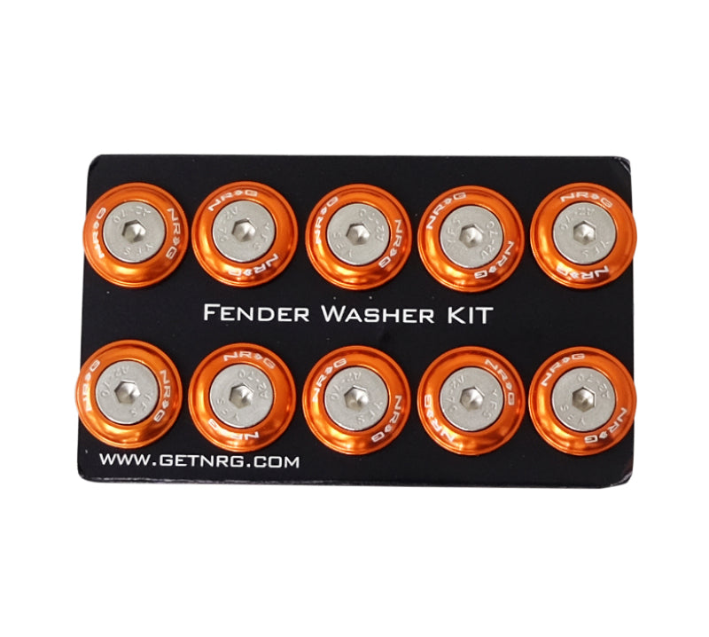 NRG Fender Washer Kit w/Rivets For Plastic (Orange) - Set of 10 FW-100OR FW-100OR Photo - Primary