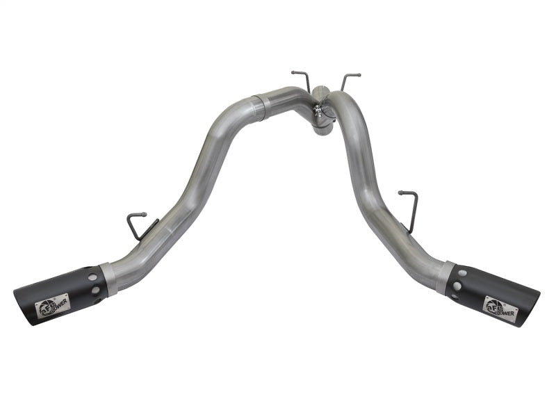aFe Large Bore-HD 4in 409 Stainless Steel DPF-Back Exhaust System w/Dual B 49-44086-B Photo - Unmounted