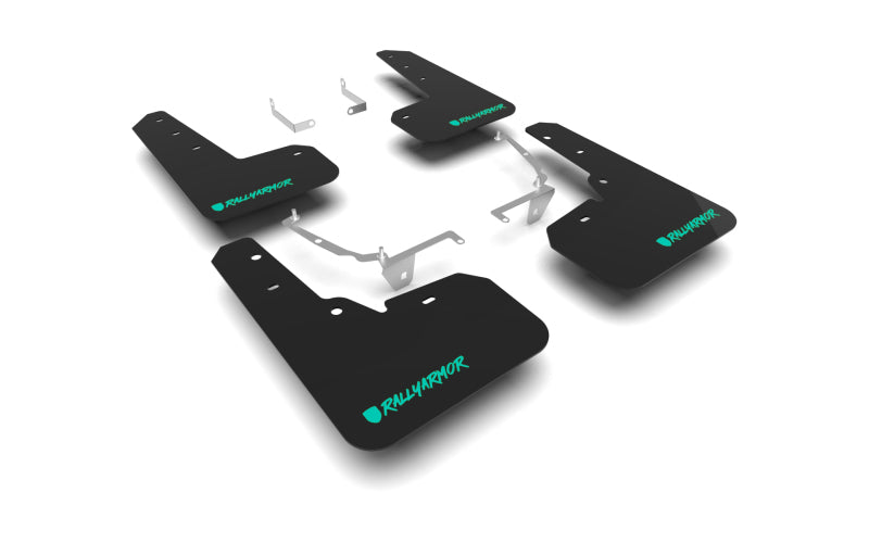 Rally Armor 13+ Subaru XV Crosstrek Black Mud Flap w/ Teal Logo and Altered Font MF26-UR-BLK/TL-X MF26-UR-BLK/TL-X Photo - Primary