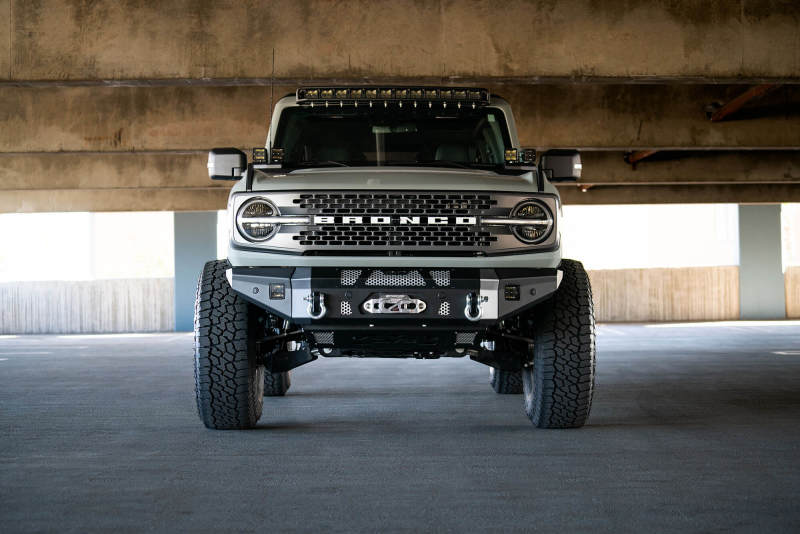 DV8 Offroad 2021+ Ford Bronco Front Bumper Winch Capable w/ Optional Bull Bar/Aux Light Opening FBBR-01 FBBR-01 Photo - Mounted